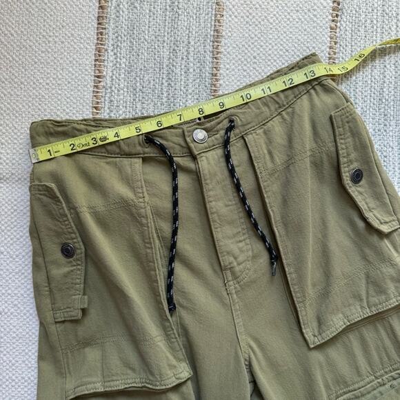 Zara Khaki Olive Green Mid Rise Straight Leg Slouchy Transformable Cargo Pants 2 - Picture 7 of 13